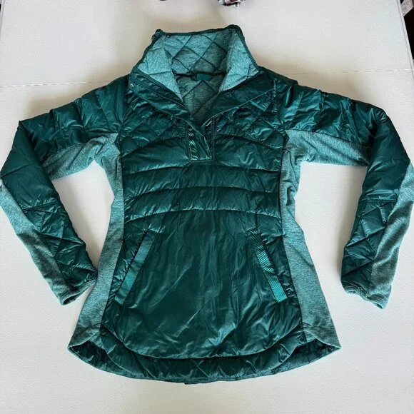 Lululemon Goose Down For a Run Quilted Puffer Pullover Forage Teal Size 6 Active - Picture 2 of 16